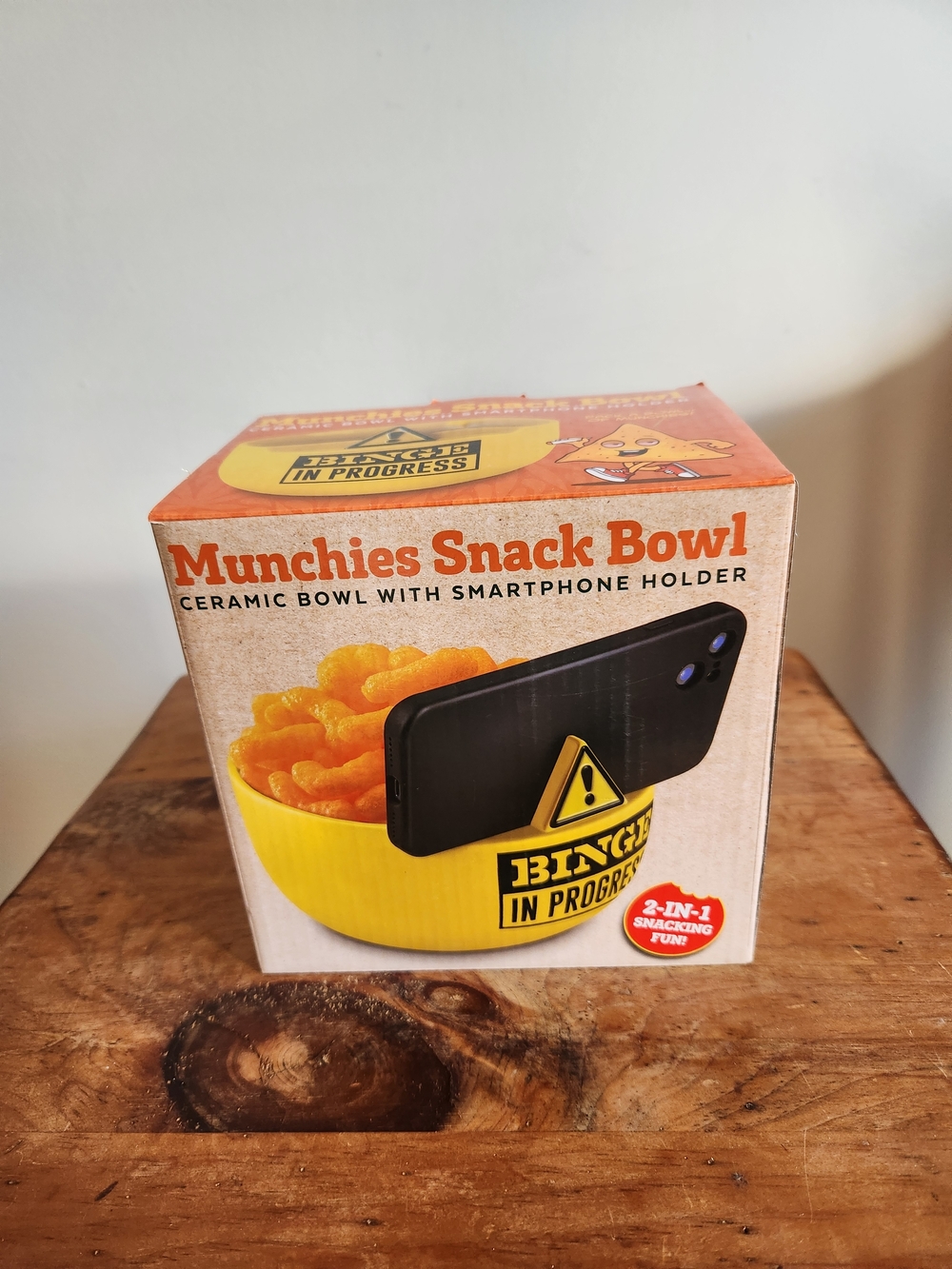 Munchies Snack Bowl with Smartphone Holder - Yellow
